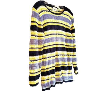 Capacity Striped Oversized Sweater New W/ Tag Size S Loose Weave Retro Tunic